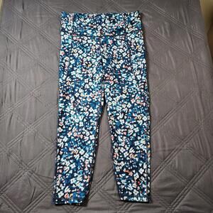 Gap Fit Womens Athletic Leggings Medium Abstract Floral Elastic Yoga